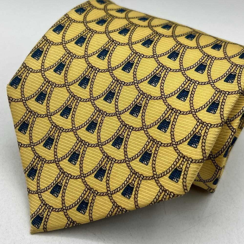 Korean Air Men’s 100% Silk Neck Tie Gold Navy Tassel Rope 4” Airlines Aviation